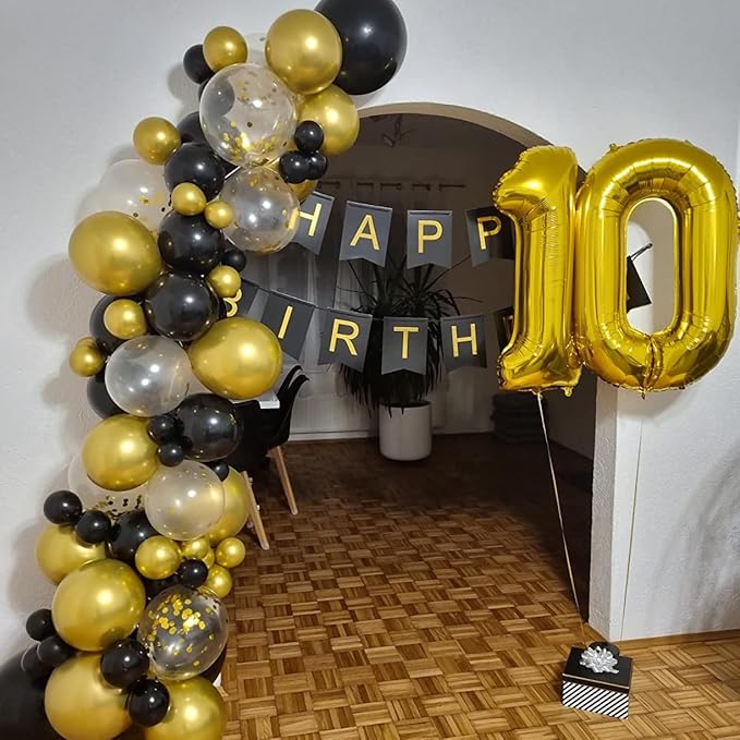 Gold Number 9 Balloon, 40 Inch Large Number Foil Mylar Balloons for 9th Girl Boy Birthday Party Celebration Decorations Supplies, Digital Balloons for Wedding Anniversary Events Decor