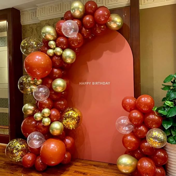 Burgundy Balloon Arch Kit, 141 Pcs Maroon Metallic Chrome Gold Rose Gold and White Latex Balloons Different Sizes 18 12 10 5 Inch for Birthday Wedding Anniversary Bridal Bachelorette Wine Party