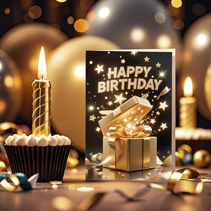 20 Pack Birthday Cards for Women, Messages, Envelopes, and Stickers | 4x6 Inch Happy Birthday Cards Bulk for Family, Kids, Friends, Work, and Office Celebrations. (20 Pcs Cards With Black and gold style)