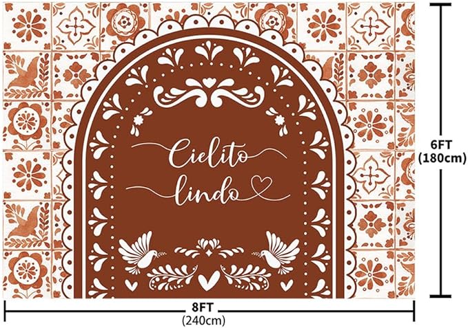MEHOFOND 8x6ft Cielito Lindo Baby Shower Backdrop Brown Arch Cielito Lindo Baby Shower Party Decorations Banner Mexican Wedding Birthday Fiesta Party Decor Photography Background Supplies