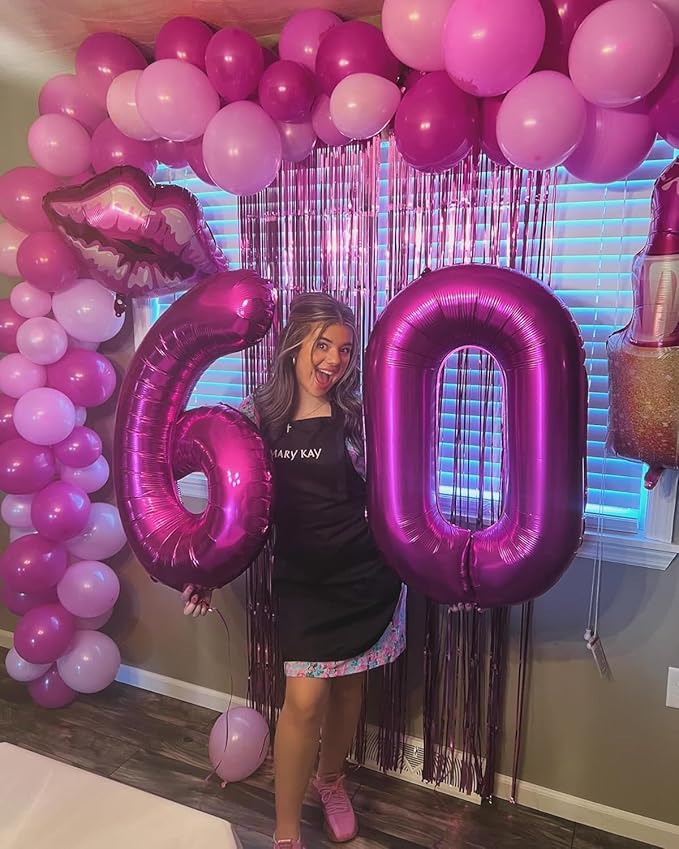 Rosy Purple Number 18 Balloon 40 inch, 18 Number Balloons, 18th Rosy Purple Birthday Decorations for Girls Boys Kids, 18 Year Old Party Supplies