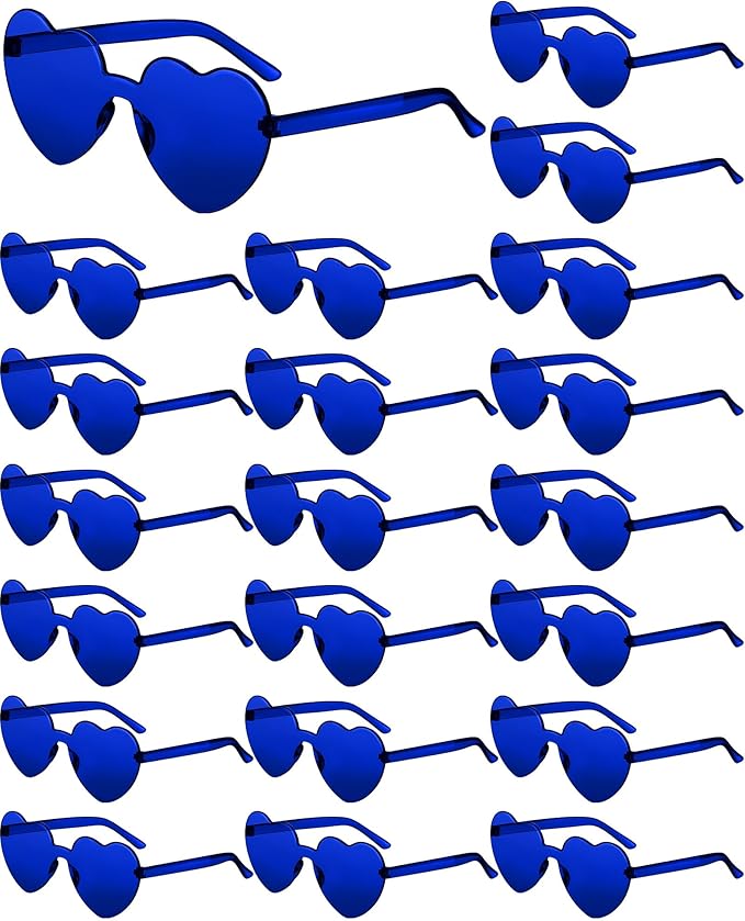 Frienda 20 Pairs Heart Shaped Sunglasses Rimless Candy Color Glasses for Women Men Party Favor