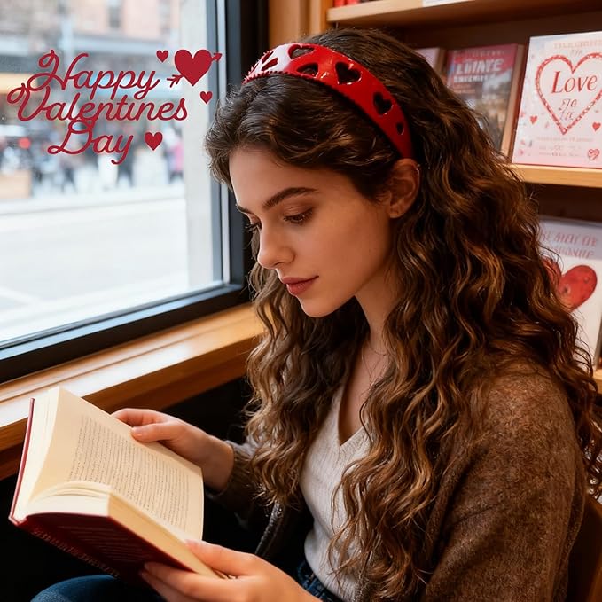 Valentines Headband New u Shape Fashion Tooth Hair Comb Headbands Hollow Heart Headband Vintage High Cranium Hairband with Teeth Head Bands for Women Holiday Party Head Wear Accessories Gift 1pcs