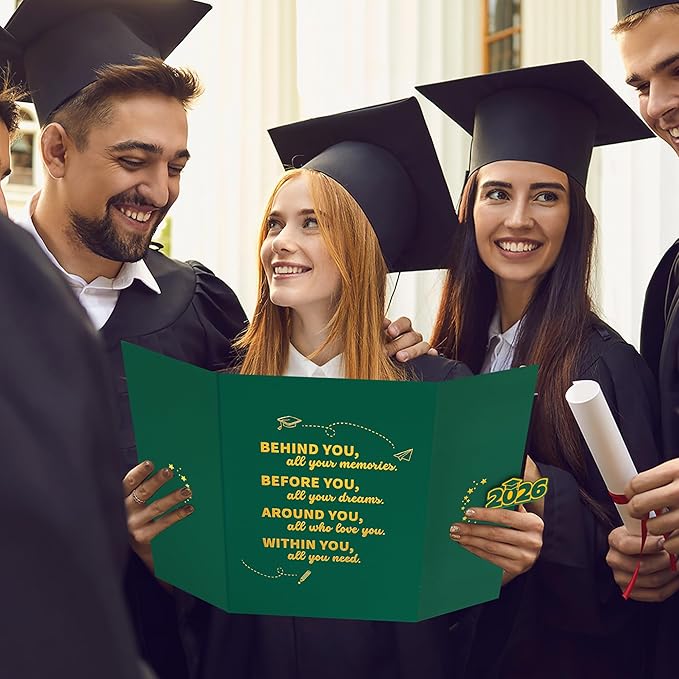 Vlipoeasn 2PCS Graduation Guest Book Alternative, Green Gold Class of 2026 Party Decorations, Grad Signature Book for 2026 College High School, Unique Graduation Gifts for Friends