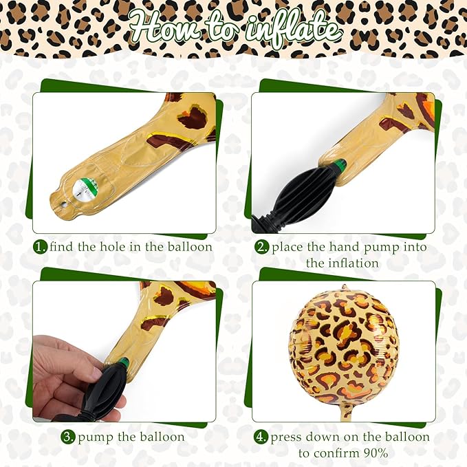31PCS Cheetah Balloons Set with 6 Pcs 22 Inch Cheetah Print Aluminum Foil Balloons & 25 Pcs Leopard Spots Latex Balloon for Wildlife Animal Zoo Jungle Safari Themed Birthday Party Decoration