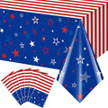 6Pcs Patriotic Tablecloths for 4th of July Decorations,Red White Blue Star Plastic Disposable Table Cover for Fourth of July Memorial Patriotic Day Independence Veterans Day Party Supplies,54x108 Inch