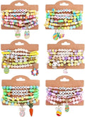Cooluckday 36 Pcs Holiday Heishi Surfer Bracelets for Women Bulk Easter Mother's Day Christmas St. Patrick's Day Mardi Gras Bracelet Stackable Stretch Friendship Bracelets Set