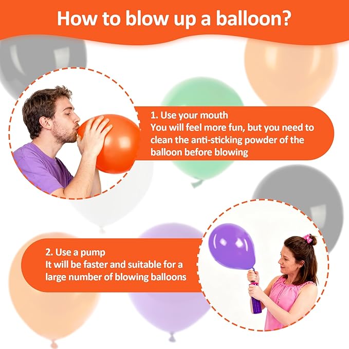 100PCS Halloween Balloons Garland Arch - MAQIHAN Halloween Birthday Party Decorations Indoor Matte Orange Black Purple Green White Latex Balloons Globos Para Fiestas Ballon Decoration Supplies 12 Inch
