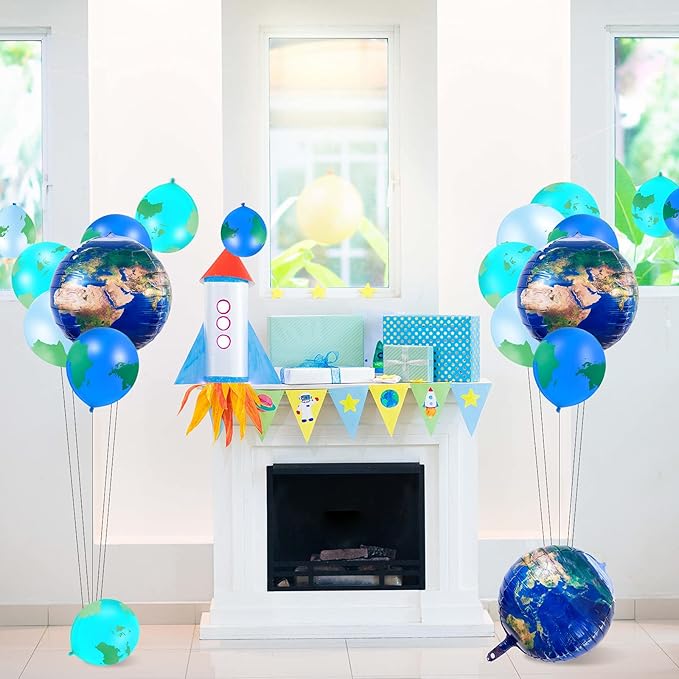 Zhanmai 48 Pieces Globe Earth Balloons, 8 Pcs 22 Inch Foil Planet Balloon, 40 Pcs 12 Inch World Map Latex Balloons for Travel Themed Party Holidays Around The World Decorations Earth Day Supplies