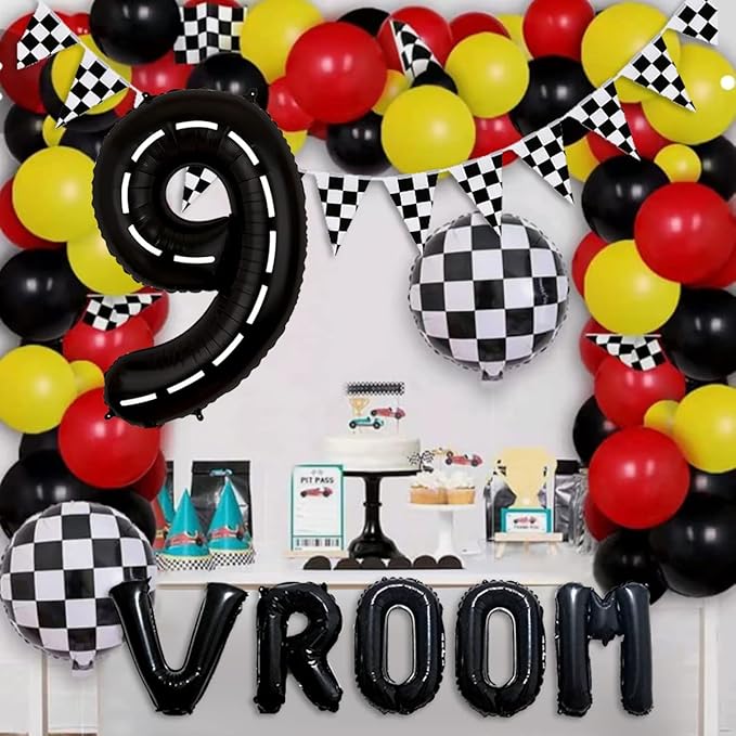134pcs Race Car Balloon Party Supplies Decorations for Boys - Racing Theme Happy Birthday Racecar Number Balloons Garland Kit With Arch (9)