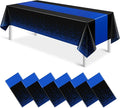 MASHAN 6Pcs Black and Blue Tablecloth Party Decorations,Plastic Black Table Cloth Printed Blue Runner Disposable Rectangle Table Cover for Birthday Wedding Anniversary Graduation Party,54 x108 Inch