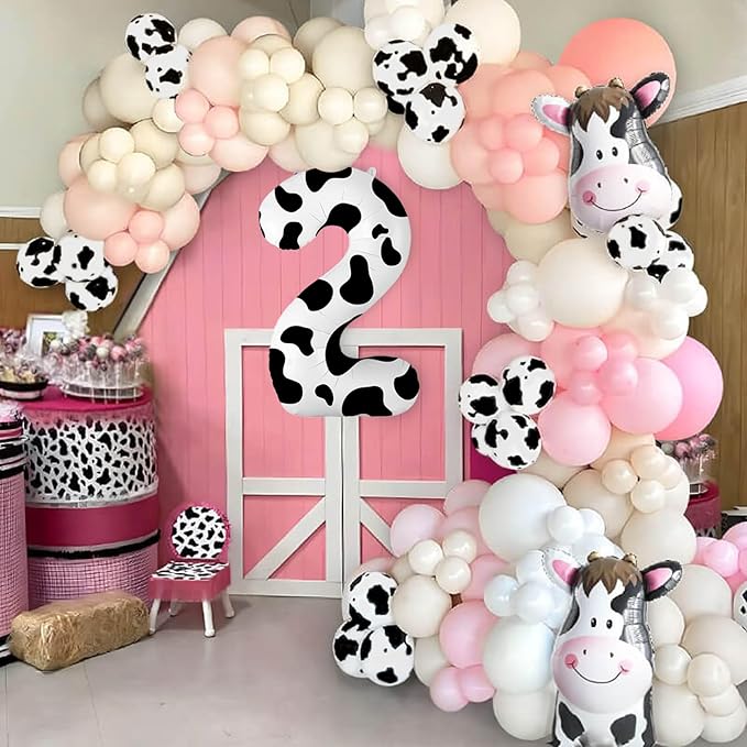 40 Inch Cow Print Balloon, Number 2 balloons Cow Balloons for 1st birthday decoration, Large Cow Number Balloons for western party decorations Baby Shower Animal Theme Party Holiday Decor