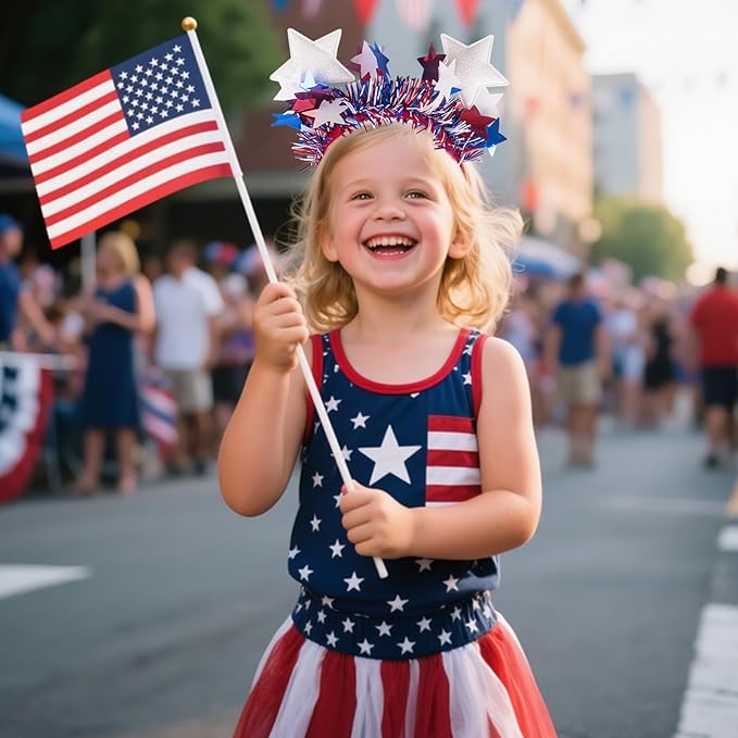 6Pcs 4th of July USA Headbands, American Patriotic Head Boppers Decoration Accessories, Independence Day, Memorial Day, Party Decor