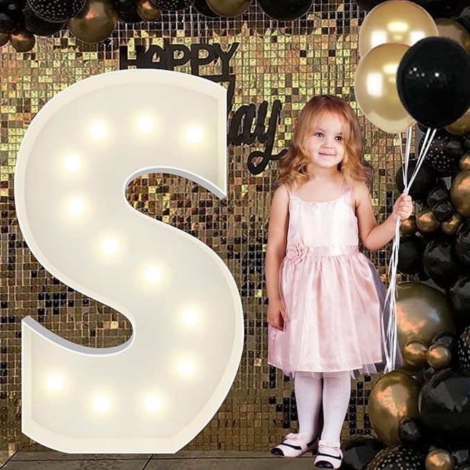 4FT Marquee Light Up Letters S, Big Marquee Letter for Baby Shower Birthday Engagement Wedding Marry Me Party Decor