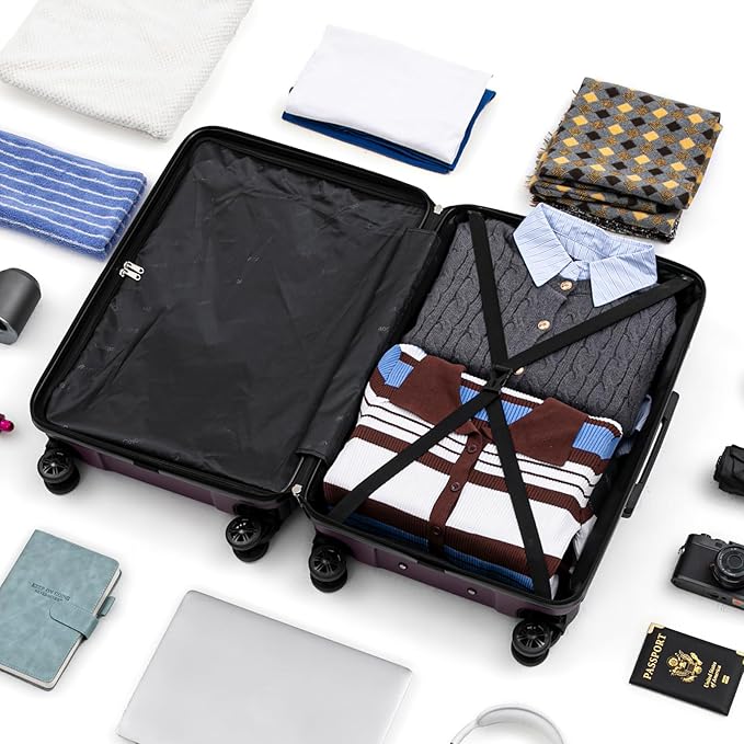 Cosbarn Luggage Sets 5 Piece Suitcases with Wheels, Suitcase Set ABS Hard Case Luggage with Spinner Wheels Durable Travel Luggage