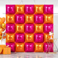 NISOCY 25PCS Rose Red and Orange Square Foil Balloons Wall Backdrop Double Sided Hot Pink Orange Balloons Arch Kit for Birthday Baby Shower Valentine's Day Wedding Tropical Party Decorations