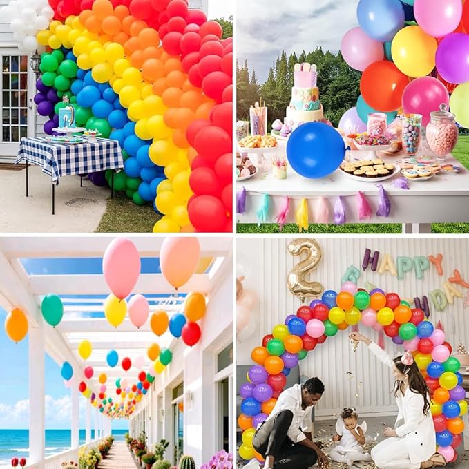 1000 Pcs Balloons Assorted Color, 10 Inch - 12 Rainbow Color Latex Party Balloons for Birthday Graduation Wedding Party Supplies Arch Garland (Multicolor, 1000 pcs)