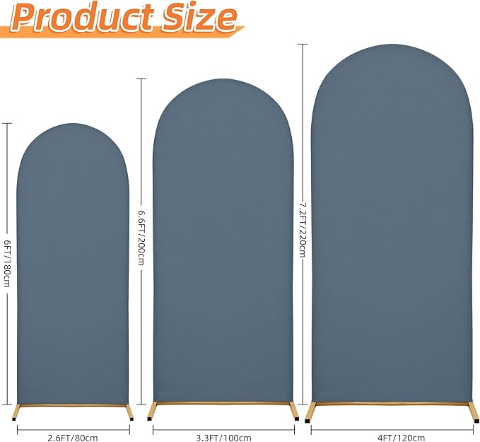 Arch Covers,Arch Backdrop Stand Fitted Cover for Wedding Birthday Party Ceremony Banquet Decoration(6.6FT,Dusty Blue,Cover Only)