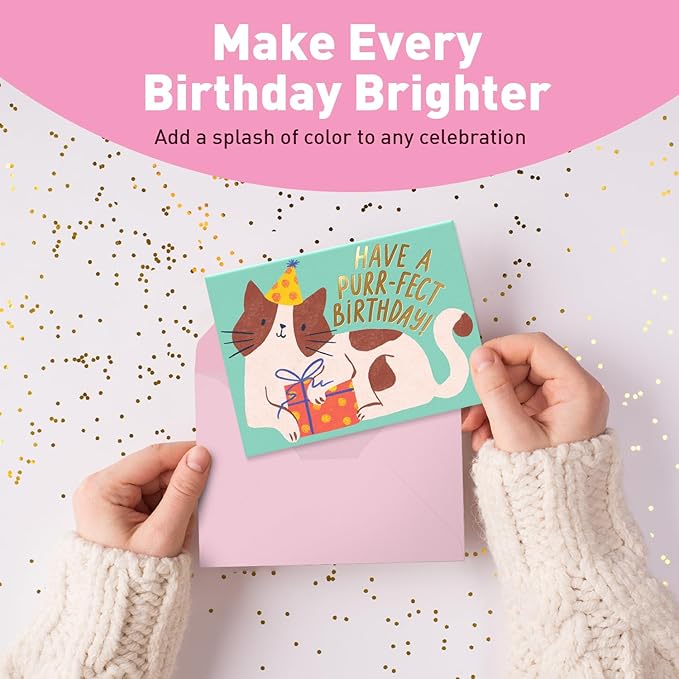 Sweetzer & Orange Happy Birthday Cards with Envelopes and Assortment Box – Variety Set of 50 Assorted Birthday Notes. Perfect Bulk Pack for Celebrations, Office, Friends & Special Occasions-4x5.5