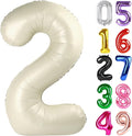 Cream Number 2 Balloon 40 Inch, 2nd Birthday Decoration for Toddlers Girls Boys, Sparkling 2 Number Balloon Party Decor