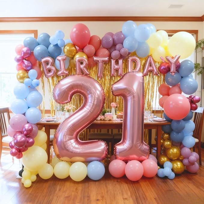 Pastel Balloons, Spring Balloons 50pcs 12 Inch Magenta Macaron Pastel Yellow Blue Pink Blue Purple Metallic Gold for Girl Garden Birthday Rainbow Theme Party Spring Baby Shower Wedding Decorations