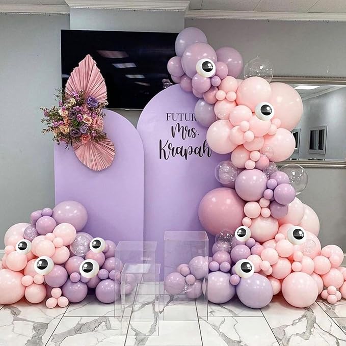 Monster Balloons Arch Kit, Pastel Green Pink Purple Balloon Garland Light Mint Green Pastel Orange Nude Balloons Eyeball Balloon for Monster Cartoon Party Inc Decorations Kids Birthday Party Supplies