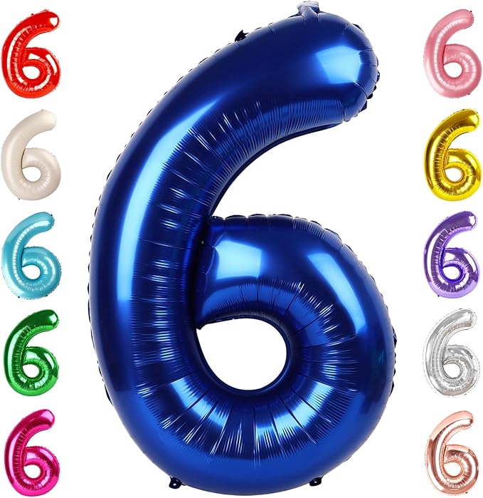 Number 6 Balloon 40 Inch, 6th Birthday Balloon for Boy Girl, Navy Blue 16 60 61 65 Numbers Balloons Birthday Party Wedding Events Decorations