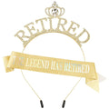 SuPoo Retirement Sash for Women Gold Retired Headband Tiara Retirement Gifts The Legend Has Retired Sash Crown Elegant Retirement Party Decorations Party Supplies