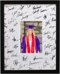 GraduatePro 11x14 Graduation Signature Board Picture Frame with 5x7 Mat for Wedding Birthday Guest Book Signing, Black with Off White Mat