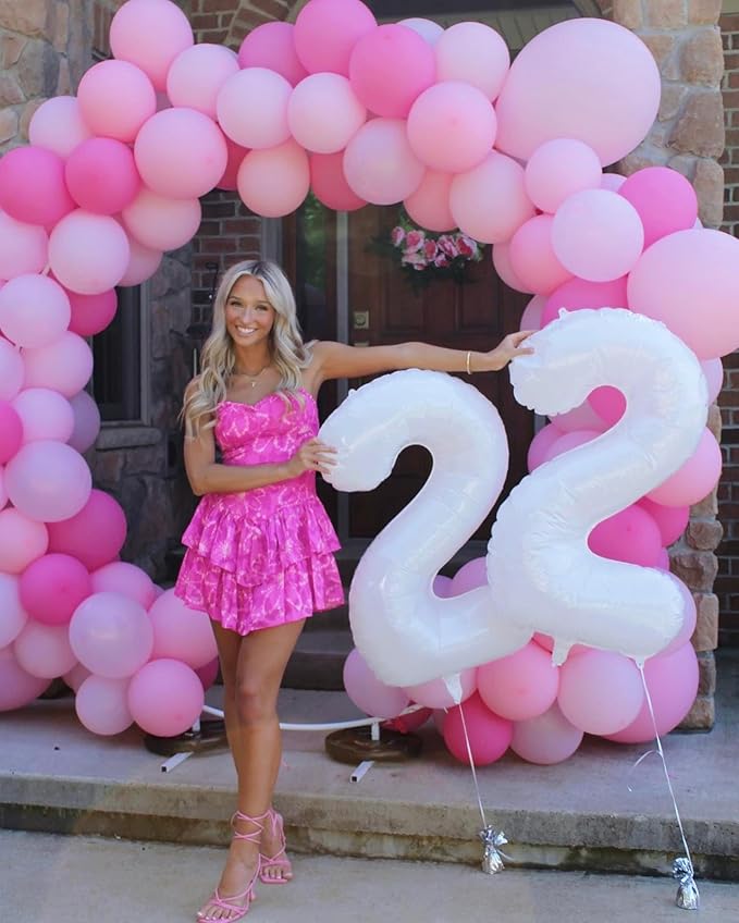 40 Inch White Number 4 Balloon, Giant 4 Number Balloons for 4th Birthday Decorations, Party Supplies for Baby Boy Girl, White Party Decor