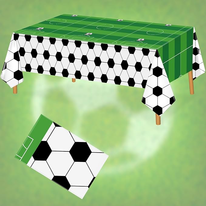 Hxezoc Disposable Soccer Plastic Tablecloth, 54 x 108 Inches Soccer Waterproof Table Cover for Sports Birthday Party Baby Shower Decorations Outdoor Indoor Party Supplies