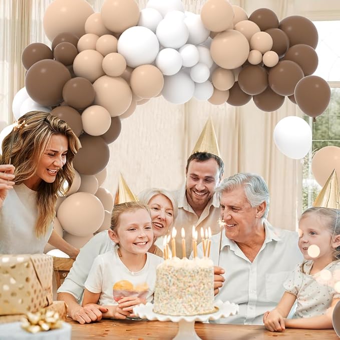 Neutral Balloon Garland Kit, 122PCS Brown Nude Tan Coffee Beige White Balloons for Bear Baby Shower Jungle Safari Boho Birthday Wedding Engagement Garden Tea Party Decoration