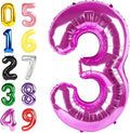 3 Birthday Balloons, 40 Inch 3 Balloon for Birthday Party Decoration, Rose Purple Number 3 Ballon for 3, 13, 23, 30 Celebration, Boy and Girl Birthdays, Wedding, Anniversary Decor