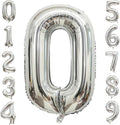 Silver Number 0 Balloon, 40 Inch Large Number Foil Mylar Balloons for Girl Boy Birthday Party Celebration Decorations Supplies, Digital Balloons for Wedding Anniversary Events Decor