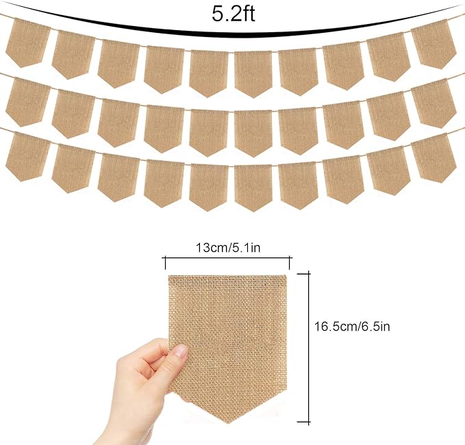30Pcs Hand-Painted DIY Burlap Banners - for Kid Adults Party Decor
