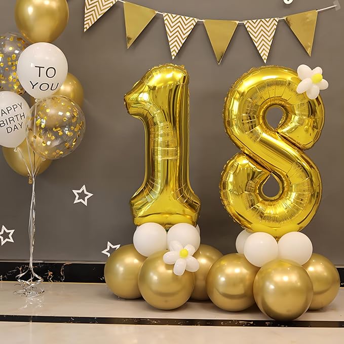 Gold Number Balloons Birthday Balloons - Giant Gold Number 1 Balloon 40 inch, Numbers Balloon Birthday Decorations, Gold Party Supplies for Women Men