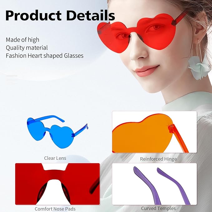 Heart Sunglasses Heart Shaped Glasses Bulk Valentines Halloween Bachelorette Party Decorations Glasses Women Men