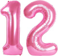 40 Inch Pink Number 12 Digital Balloon,Jumbo Mylar Foil Helium Balloon for 12 Balloons for Birthday Party,Wedding Anniversary Party Decorations