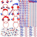 WODMAZ 106 Pcs Patriotic Party Favors, Fourth of July Accessories of Headbands Star Bead Necklaces Glasses Tattoo Stickers for 4th of July Independence Day Memorial Day
