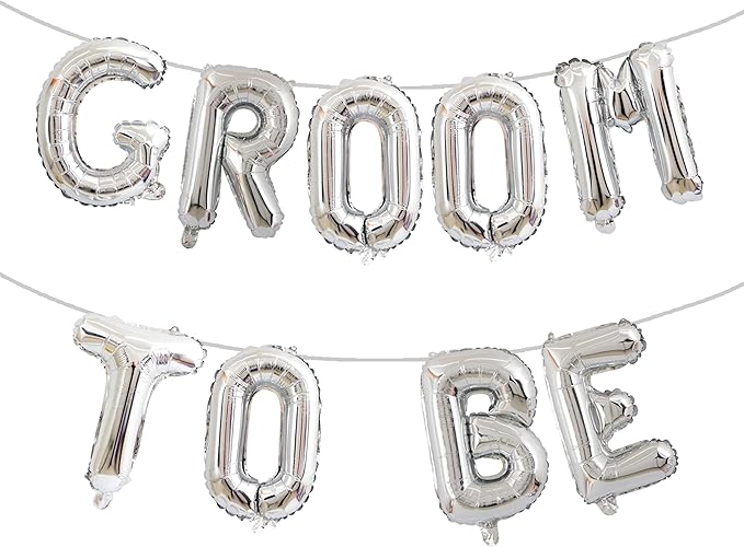 2 Set 18Pcs Silver GROOM TO BE Foil Letter Balloons 16in Party Decorations Supplies