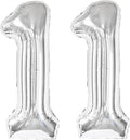 40 Inch Silver Number 11 Digital Balloon,Jumbo Mylar Foil Helium Balloon for 11 Balloons for Birthday Party,Wedding Anniversary Party Decorations
