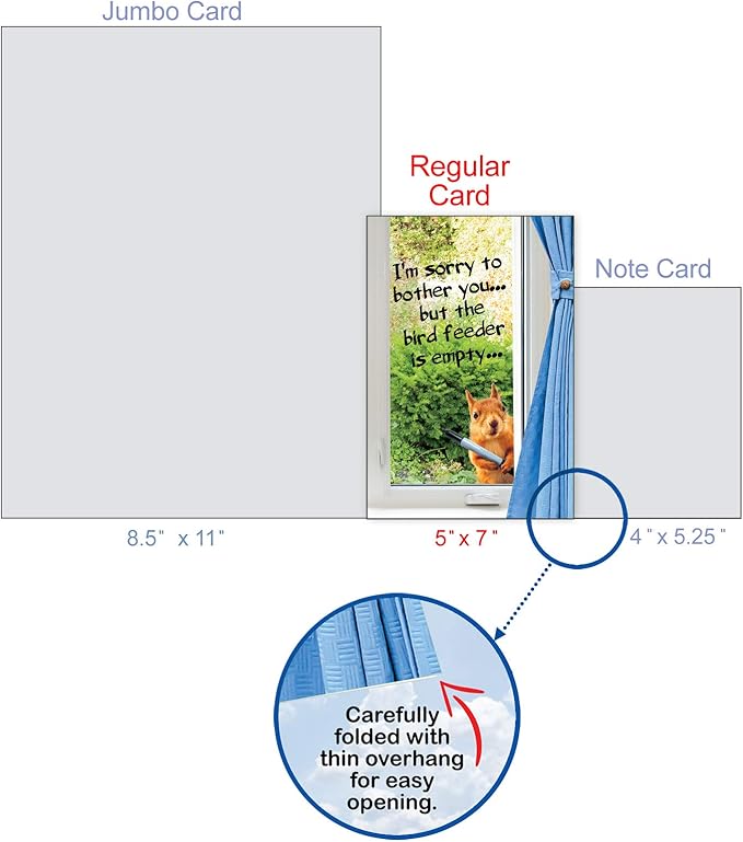 NobleWorks - 1 Happy Birthday Card with Funny Animals - Wildlife and Pet Humor, Fun Birthday Celebration Notecard - Empty Bird Feeder C2561BDG
