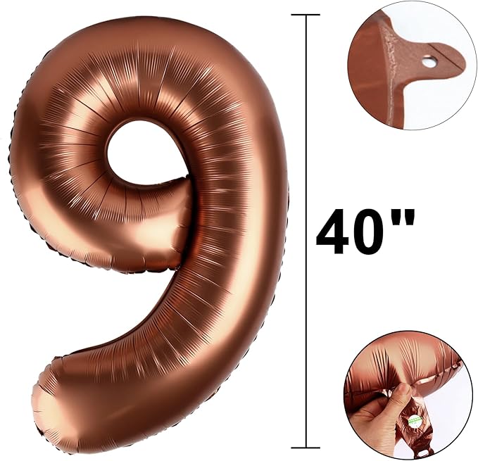 40 Inch Dark Brown Balloon Number 19,Chocolate Jumbo Mylar Foil Helium Balloon for 19th Digital Balloons for Birthday Party,Wedding Anniversary Party Decorations