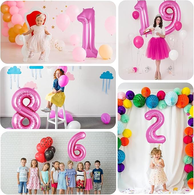 Pink Number Balloons, Large Hot pink Number 7 Balloon 40 Inch Pink 7 Balloon for Men Women Boys Girls 7th Birthday Party Decoration