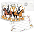 Kentucky Horse Derby Themed Double-Sided Shaped Fill-In Invitations card 15 Sheets with Envelopes, Horse Race Belmont Party Invites, for Teen Boys Girls Adults Birthday Sports Tennis Party