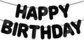 Pre-Strung Happy Birthday Black Glitter Banner, Black Birthday Party Decorations for Men, BDAY Party Backdrop Sign for Him