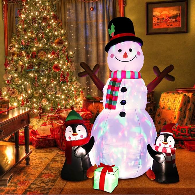 OurWarm 6ft Christmas Inflatables Christmas Decorations Outdoor, Inflatable Snowman Penguin Blow Up Yard Decorations with Rotating LED Lights for Indoor Outdoor Christmas Decorations Yard Garden Decor