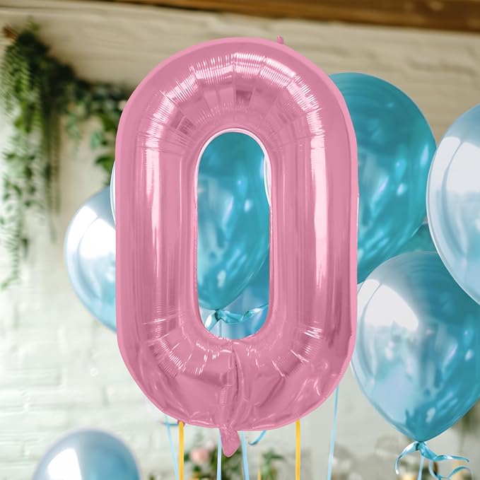 40 Inch Large Pink Number Celebration and Decoration Balloon for Birthday Parties, Graduations, Anniversaries, Weddings, Photo Shoots, Special Events - Helium Foil Mylar (Pink Number 0)
