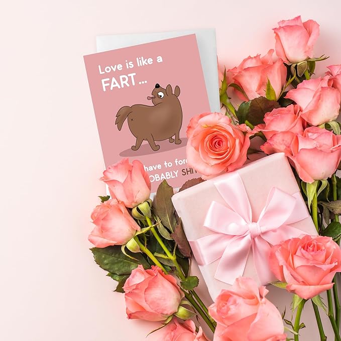 Anniversary Card Mothers Day Birthday for Mom Dad Wife Husband Girlfriend Boyfriend Stepmom Aunt Parents – Cute Funny Sarcastic Greeting Card for Father’s Day – Blank Inside (Love Is Like a Fart...)
