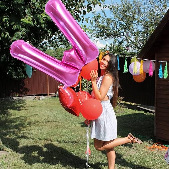 TONIFUL 40 Inch Large Rose Red Letter Balloons - Giant Hot Pink Alphabet Letter Balloons for Birthday Party Anniversary Supplies Decorations
